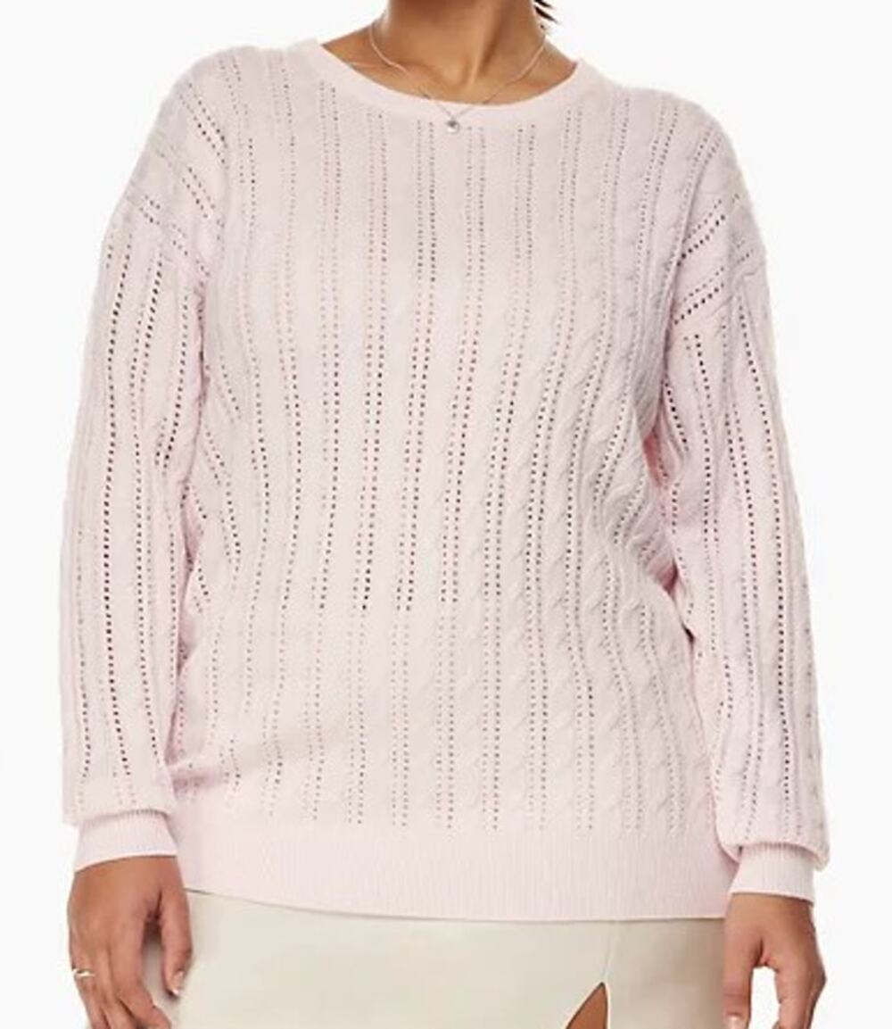 Aritzia Wilfred Library Cable Knit Sweater in Mochi Pink, L
